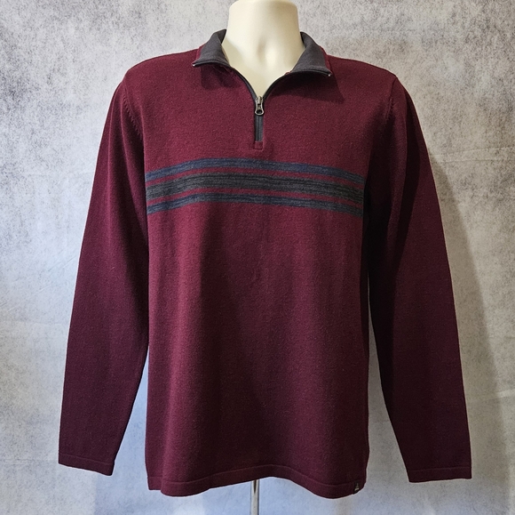 Prana Holberg Maroon Pullover 1/4 Zip Long Sleeve Sweater - Picture 3 of 11